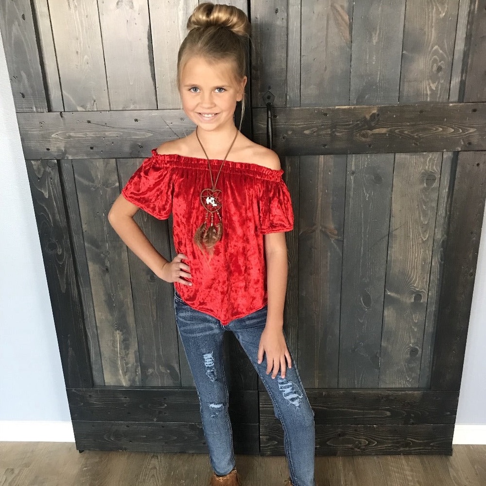 Girls Red Velvet Top ❤️